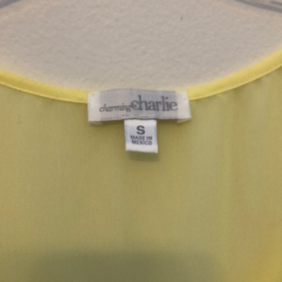 Charming Charlie: Yellow White and Navy Tank Top - Picture 4 of 5